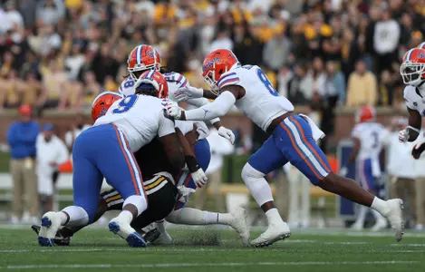 during the Gators' game against the Missouri Tigers on Saturday, November 20, 2021 at Memorial Stadium/Faurot Field in Gainesville, Fla. / UAA Communications photo by Tim Casey