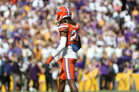 during the Gators' game against the LSU Tigers on Saturday, October 16, 2021 at Tiger Stadium in Baton Rouge, La. / UAA Communications photo by Isabella Marley