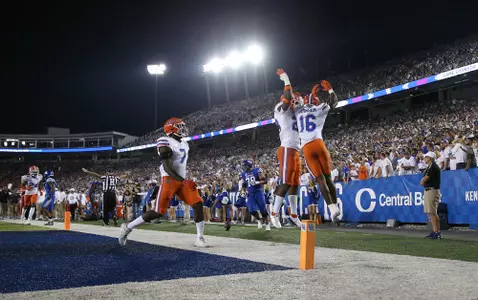 during the Gators' game against the Kentucky Wildcats on Saturday, October 2, 2021 at Kroger Field in Lexington, Ky. / UAA Communications photo by Courtney Culbreath