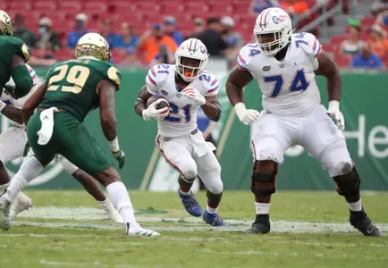 during the Gators' game against the USF Bulls on Saturday, September 11, 2021 at Raymond James Stadium in Tampa, Fla. / UAA Communications photo by Isabella Marley