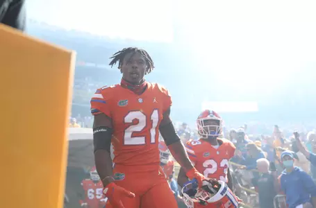 during the Gators' game against the LSU Tigers on Saturday, October 16, 2021 at Tiger Stadium in Baton Rouge, La. / UAA Communications photo by Hannah White