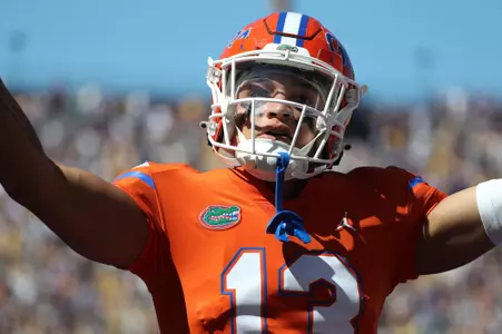 during the Gators' game against the LSU Tigers on Saturday, October 16, 2021 at Tiger Stadium in Baton Rouge, La. / UAA Communications photo by Isabella Marley