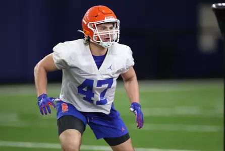 during the Gators' practice on Saturday, August 7, 2021 at the Sanders football practice fields in Gainesville, FL / UAA Communications photo by Isabella Marley