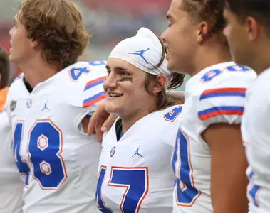 during the Gators' game against the USF Bulls on Saturday, September 11, 2021 at Raymond James Stadium in Tampa, Fla. / UAA Communications photo by Isabella Marley
