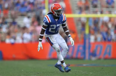during the Gators' game against the Vanderbilt Commodores on Saturday, October 9, 2021 at Ben Hill Griffin Stadium in Gainesville, Fla. / UAA Communications photo by Courtney Culbreath