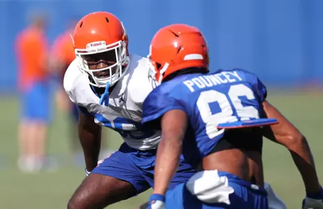 during the Gators' practice on Monday, August 9, 2021 at the Sanders football practice fields in Gainesville, FL / UAA Communications photo by Isabella Marley