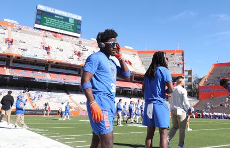 during the Gators' game against the Florida State Seminoles on Saturday, November 27, 2021 at Ben Hill Griffin Stadium in Gainesville, Fla. / UAA Communications photo by Isabella Marley
