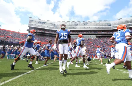 during the Gators' game against the Vanderbilt Commodores on Saturday, October 9, 2021 at Ben Hill Griffin Stadium in Gainesville, Fla. / UAA Communications photo by Tim Casey
