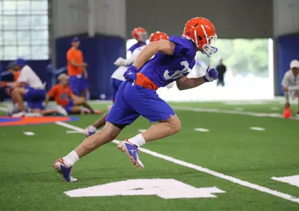 during the Gators' fall practice on Saturday, August 7, 2021 at the Sanders football practice fields in Gainesville, FL / UAA Communications photo by Hannah White