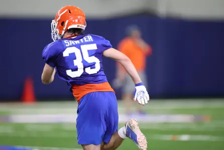 during the Gators' practice on Saturday, August 7, 2021 at the Sanders football practice fields in Gainesville, FL / UAA Communications photo by Isabella Marley