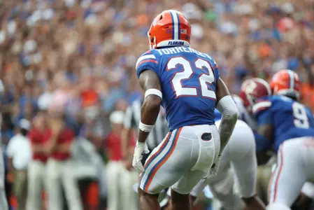 during the Gators' game against the Alabama Crimson Tide on Saturday, September 18, 2021 at Ben Hill Griffin Stadium in Gainesville, Fla. / UAA Communications photo by Isabella Marley