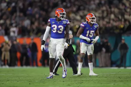 during the Gators' game against the UCF Knights in the Gasparilla Bowl on Thursday, December 23, 2021 at Raymond James Stadium in Tampa, Fla. / UAA Communications photo by Isabella Marley