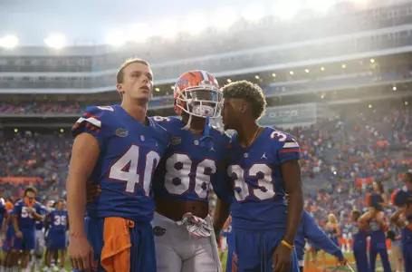 during the Gators' game against the Alabama Crimson Tide on Saturday, September 18, 2021 at Ben Hill Griffin Stadium in Gainesville, Fla. / UAA Communications photo by Anissa Dimilta