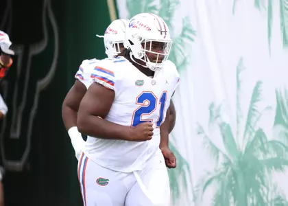 during the Gators' game against the USF Bulls on Saturday, September 11, 2021 at Raymond James Stadium in Tampa, Fla. / UAA Communications photo by Isabella Marley