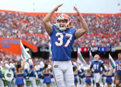 during the Gators' game against the Alabama Crimson Tide on Saturday, September 18, 2021 at Ben Hill Griffin Stadium in Gainesville, Fla. / UAA Communications photo by Alexis Greaves