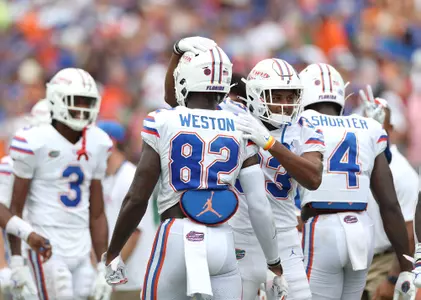 during the Gators' game against the USF Bulls on Saturday, September 11, 2021 at Raymond James Stadium in Tampa, Fla. / UAA Communications photo by Anissa Dimilta