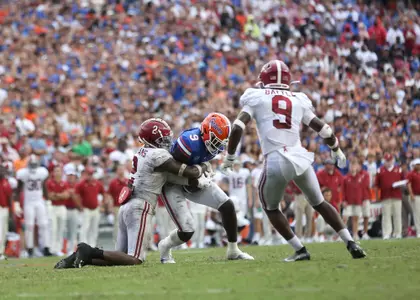 during the Gators' game against the Alabama Crimson Tide on Saturday, September 18, 2021 at Ben Hill Griffin Stadium in Gainesville, Fla. / UAA Communications photo by Alexis Greaves