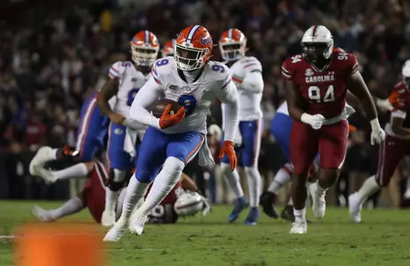 during the Gators' game against the South Carolina Gamecocks on Saturday, November 6, 2021 at Williams-Brice Stadium in Columbia, S.C. / UAA Communications photo by Courtney Culbreath