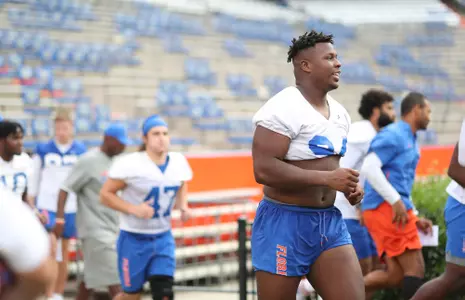 during the Gators' 19th day of fall practice on Thursday, August 26, 2021 at the Sanders football practice fields in Gainesville, FL / UAA Communications photo by Isabella Marley