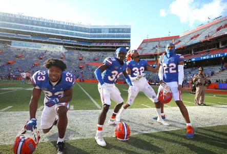 during the Gators' game against the Samford Bulldogs on Saturday, November 13, 2021 at Ben Hill Griffin Stadium in Gainesville, Fla. / UAA Communications photo by Craig Haas