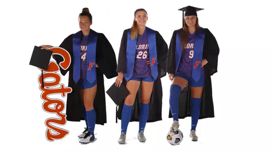 Spring 2022 Soccer grads - Madison Alexander, Georgia Eaton-Collins and Samantha Tobar