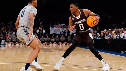 Kyle Lofton, NCAA Basketball: NIT Semifinal-St. Bonaventure vs Xavier