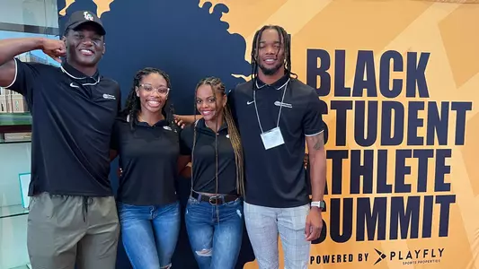 Four Gators attended the May 23-25 Black Student-Athlete Summit - Chief Borders (left), Alex Magee, Trinity Thomas and Xzavier Henderson.