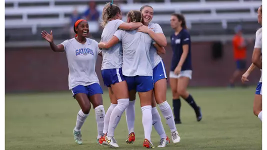 Florida celebrates Sophia White's goal versus North Florida 220809