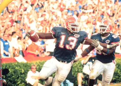 Alex Brown celebrates in the Swamp