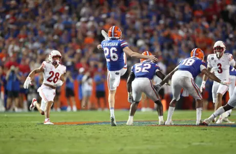 during the Gators' game against the Utah Utes on Saturday, September 3, 2022 at Ben Hill Griffin Stadium in Gainesville, Fla. / UAA Communications photo by Isabella Marley