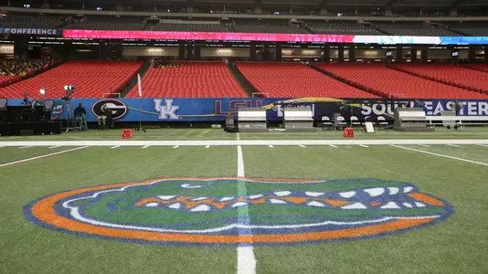 during the Gators' game against the Alabama Crimson Tide in the SEC Championship Game on Saturday, December 3, 2016 at the Georgia Dome in Atlanta, Ga. / UAA Communications photo by Courtney Culbreath