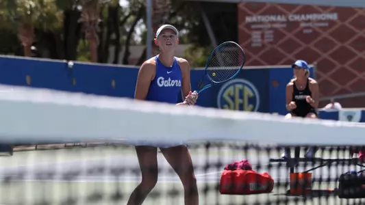 during the Gators' match against the South Alabama Jaguars on Saturday, May 7, 2022 at Linder Stadium at Ring Tennis Complex in Gainesville, FL / UAA Communications photo by Jashari Blige