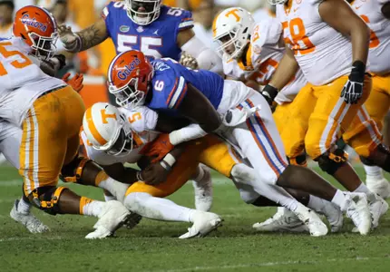 during the Gators' game against the Tennessee Volunteers on Saturday, September 25, 2021 at Ben Hill Griffin Stadium in Gainesville, Fla. / UAA Communications photo by Jay Metz