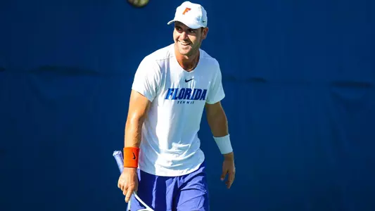 during the Gators' practice on Wednesday, September 7, 2022 at Linder Stadium at Ring Tennis Complex in Gainesville, FL / UAA Communications photo by Ashley Ray
