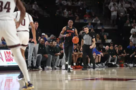 during the Gators' game against the Texas A&M Aggies on Wednesday, January 18, 2023 at Reed Arena in College Station, TX / UAA Communications photo by Maddie Washburn