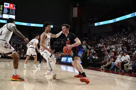 during the Gators' game against the Texas A&M Aggies on Wednesday, January 18, 2023 at Reed Arena in College Station, TX / UAA Communications photo by Maddie Washburn