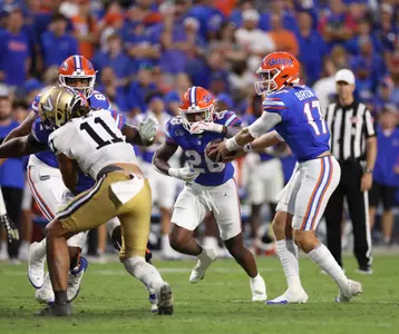 during the Gators' game against the Vanderbilt Commodores on Saturday, October 7, 2023 at Ben Hill Griffin Stadium in Gainesville, Fla. / UAA Communications photo by Maddie Washburn