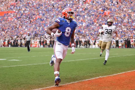 Arlis Boardingham during the Gators' game against the Vanderbilt Commodores on Saturday, October 7, 2023 at Ben Hill Griffin Stadium in Gainesville, Fla. / UAA Communications photo by Molly Kaiser
