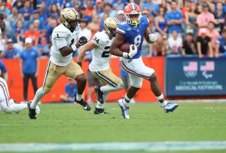 during the Gators' game against the Vanderbilt Commodores on Saturday, October 7, 2023 at Ben Hill Griffin Stadium in Gainesville, Fla. / UAA Communications photo by Gabriella Whisler