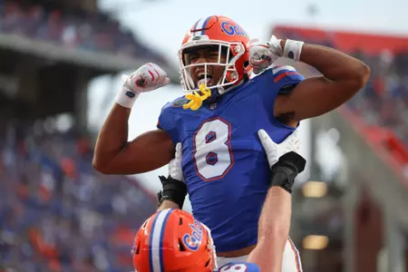 Arlis Boardingham during the Gators' game against the Vanderbilt Commodores on Saturday, October 7, 2023 at Ben Hill Griffin Stadium in Gainesville, Fla. / UAA Communications photo by Molly Kaiser