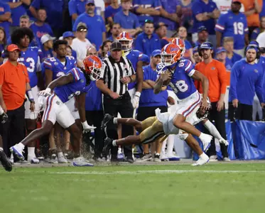 during the Gators' game against the Vanderbilt Commodores on Saturday, October 7, 2023 at Ben Hill Griffin Stadium in Gainesville, Fla. / UAA Communications photo by Maddie Washburn