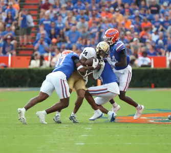 during the Gators' game against the Vanderbilt Commodores on Saturday, October 7, 2023 at Ben Hill Griffin Stadium in Gainesville, Fla. / UAA Communications photo by Gabriella Whisler