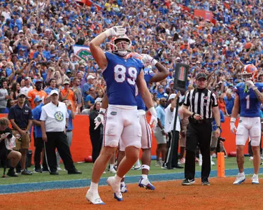 during the Gators' game against the Vanderbilt Commodores on Saturday, October 7, 2023 at Ben Hill Griffin Stadium in Gainesville, Fla. / UAA Communications photo by Maddie Washburn