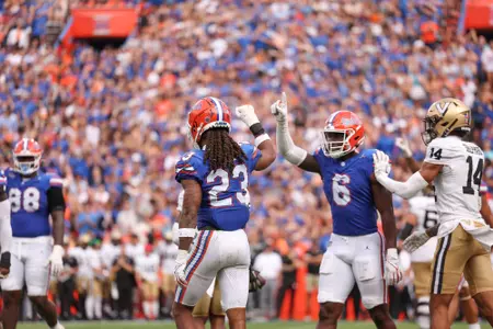 Jaydon Hill during the Gators' game against the Vanderbilt Commodores on Saturday, October 7, 2023 at Ben Hill Griffin Stadium in Gainesville, Fla. / UAA Communications photo by Molly Kaiser