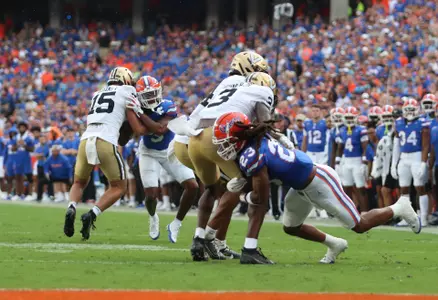 during the Gators' game against the Vanderbilt Commodores on Saturday, October 7, 2023 at Ben Hill Griffin Stadium in Gainesville, Fla. / UAA Communications photo by Maura Schaeffer