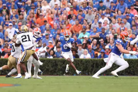 Andy Jean during the Gators' game against the Vanderbilt Commodores on Saturday, October 7, 2023 at Ben Hill Griffin Stadium in Gainesville, Fla. / UAA Communications photo by Molly Kaiser