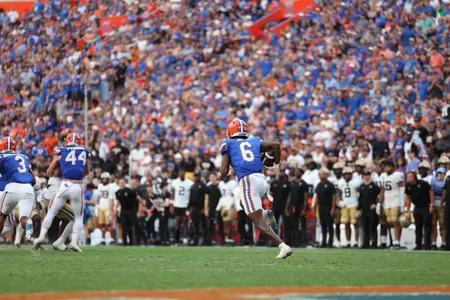Andy Jean during the Gators' game against the Vanderbilt Commodores on Saturday, October 7, 2023 at Ben Hill Griffin Stadium in Gainesville, Fla. / UAA Communications photo by Molly Kaiser