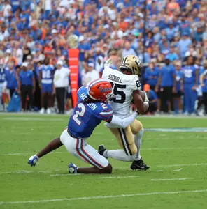 during the Gators' game against the Vanderbilt Commodores on Saturday, October 7, 2023 at Ben Hill Griffin Stadium in Gainesville, Fla. / UAA Communications photo by Gabriella Whisler