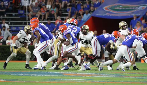 during the Gators' game against the Vanderbilt Commodores on Saturday, October 7, 2023 at Ben Hill Griffin Stadium in Gainesville, Fla. / UAA Communications photo by Te'a Startz