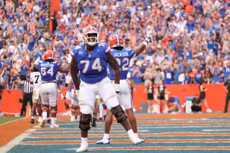 Montrell Johnson Jr. during the Gators' game against the Vanderbilt Commodores on Saturday, October 7, 2023 at Ben Hill Griffin Stadium in Gainesville, Fla. / UAA Communications photo by Molly Kaiser